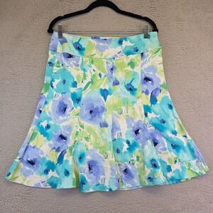 Dressbarn Skirt Womens 10 Floral Watercolor Side Zip Flowy Peplum A‎ Line Short